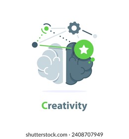 Left and right hemisphere of human brain,flat design icon vector illustration