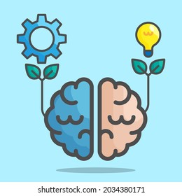 left and right human brain concept vector illustration flat design