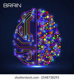 Left right human brain concept. Logic part and creative part, analytical vs creativity