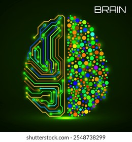 Left right human brain concept. Logic part and creative part, analytical vs creativity