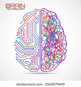 Left right human brain concept. Logic part and creative part, analytical vs creativity