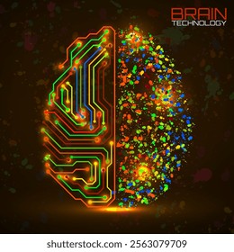 Left right human brain concept. Logic part and creative part, analytical vs creativity