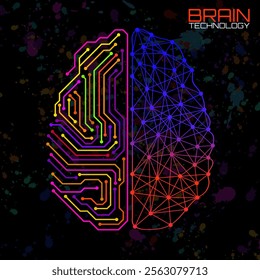 Left right human brain concept. Logic part and creative part, analytical vs creativity