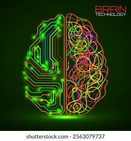 Left right human brain concept. Logic part and creative part, analytical vs creativity