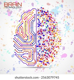 Left right human brain concept. Logic part and creative part, analytical vs creativity