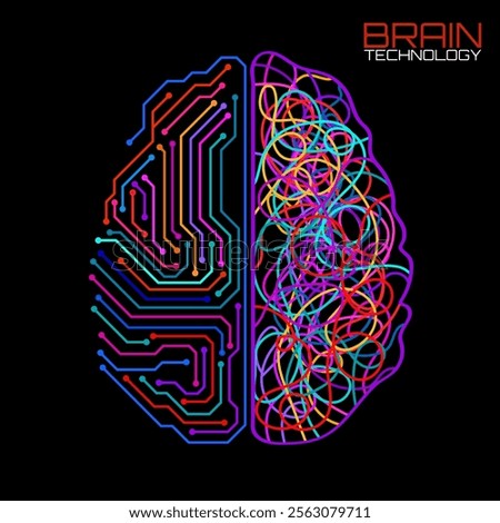 Left right human brain concept. Logic part and creative part, analytical vs creativity