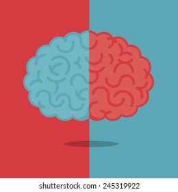 Left & right human brain illustration