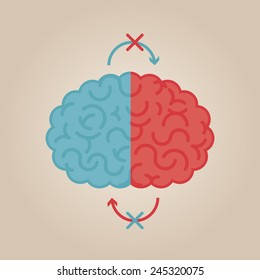 Left & right human brain illustration