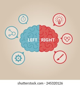 Left & right human brain illustration