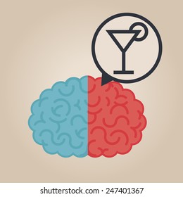 Left & right human brain illustration: party