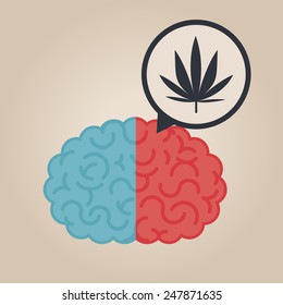 Left & right human brain illustration: drugs