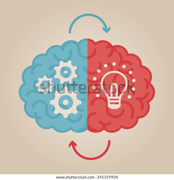 Left & right\
human brain illustration