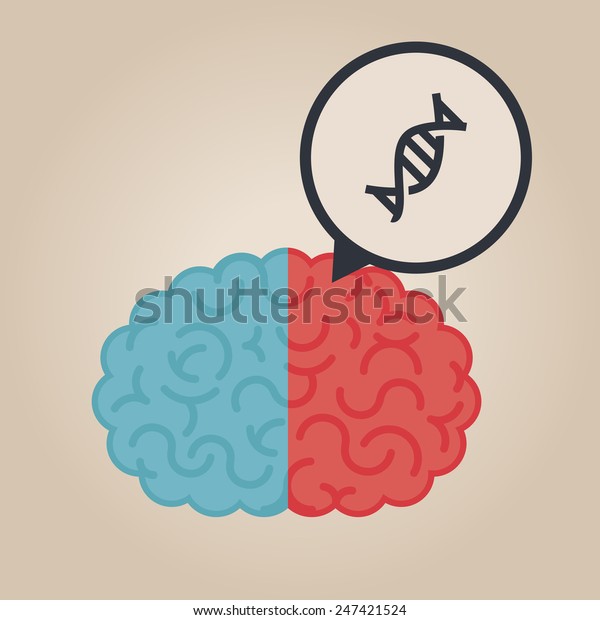 Left &\
right human brain illustration:\
dna