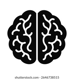 Left, right human brain shape icon. Top-view design with stylised cerebral folds, ideal for educational, medical, psychology and neuroscience themes.