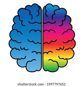 Left and right human brain.Hemispheres brain.Creative and logical.Vector illustration for infographic ot presentation.Sign, symbol, icon or logo.Flat design.