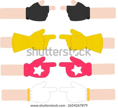 
Left and right index finger, work gloves, winter gloves, black leather gloves, yellow safety gloves, cartoon gesture style icons