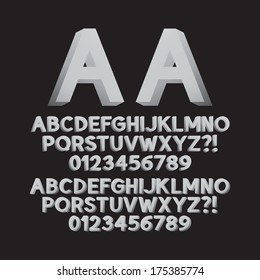 Up Left and Right Isometric Font and Numbers, Eps 10 Vector