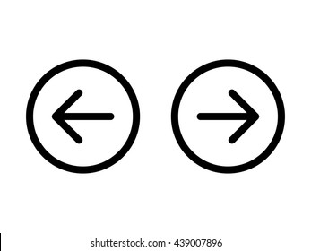 Left, right, previous, next or back and forth round arrows line art vector icon for apps and websites