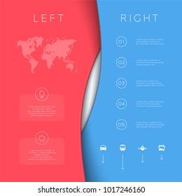 Left Right Red Blue Background Template 3d Vector