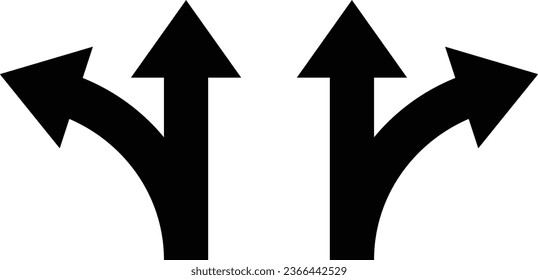 Left and right sets of black branching arrow icons