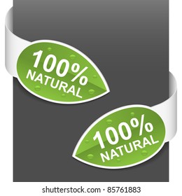 Left and right side signs - 100% NATURAL. Vector illustration.