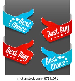 Left and right side signs - Best Buy and Best Choice. Vector illustration.