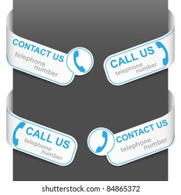 Left and right side signs - CONTACT US and CALL US. Vector illustration.