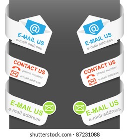 Left and right side signs - Contact us and E-mail us. Vector illustration.