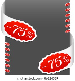 Left and right side signs - Discount percents. Vector illustration.