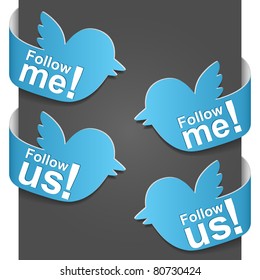 Left and right side signs - Follow me and Follow us. Vector illustration.