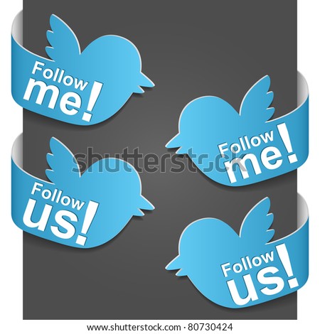 Left and right side signs - Follow me and Follow us. Vector illustration.