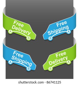 Left and right side signs - Free delivery and Free shipping. Vector illustration.