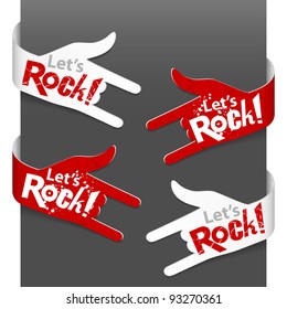 Left and right side signs - Let's Rock!. Vector illustration.