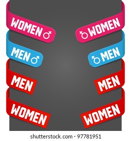 Left and right side signs - Men, Women. Vector illustration.