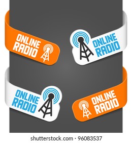 Left And Right Side Signs - Online Radio. Vector Illustration.