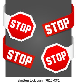 Left and right side signs - Stop. Vector illustration.