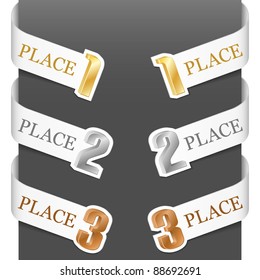 Left and right side signs - Trophy numbers. Vector illustration.