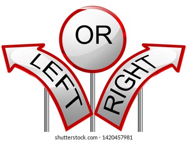 left or right. sign isolated on white