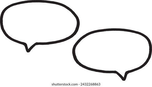 Left and Right Speech Bubbles. Isolated Hand-Drawn Speech Bubbles on Transparent Background. Vector Illustration Set.