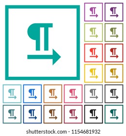 Left to right text direction flat color icons with quadrant frames on white background