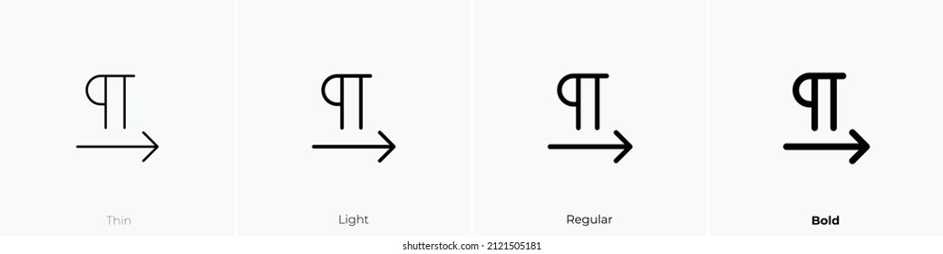 icono de dirección de texto de izquierda a derecha. Diseño delgado, ligero y audaz aislado en un fondo blanco