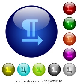 Left to right text direction icons on round color glass buttons