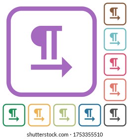 Left to right text direction simple icons in color rounded square frames on white background