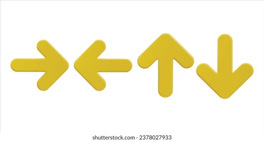 left, right, top and bottom arrow icon set 3d render
