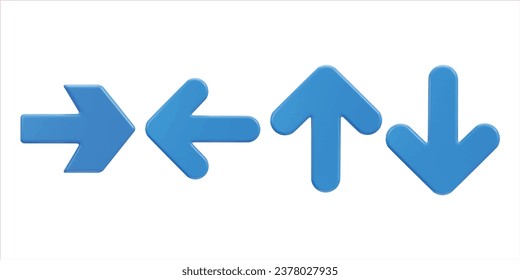left, right, top and bottom arrow icon set 3d render