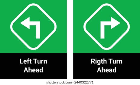 left and right turn ahead vector