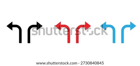 Left and right turn direction arrow icons for navigation and UI