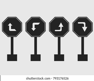 Left Right  Turn Symbol Icon of Highway