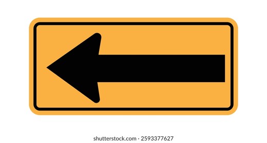 Left road direction arrow symbol on white background