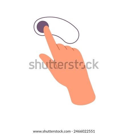 Left rotate for touchscreen control. Index finger slides on touch screen for turn, spin. Hand gesture for sensor devices, smartphone interface. Flat isolated vector illustration on white background